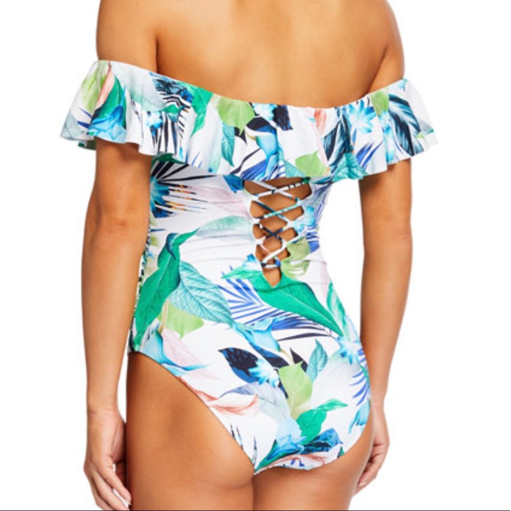 NEW La Blanca one piece swimsuit -white/green - Picture 8 of 9